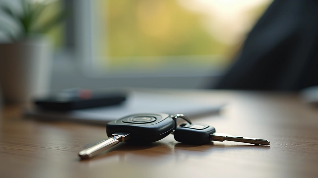 Car keys and windscreen with repair chip highlighted
