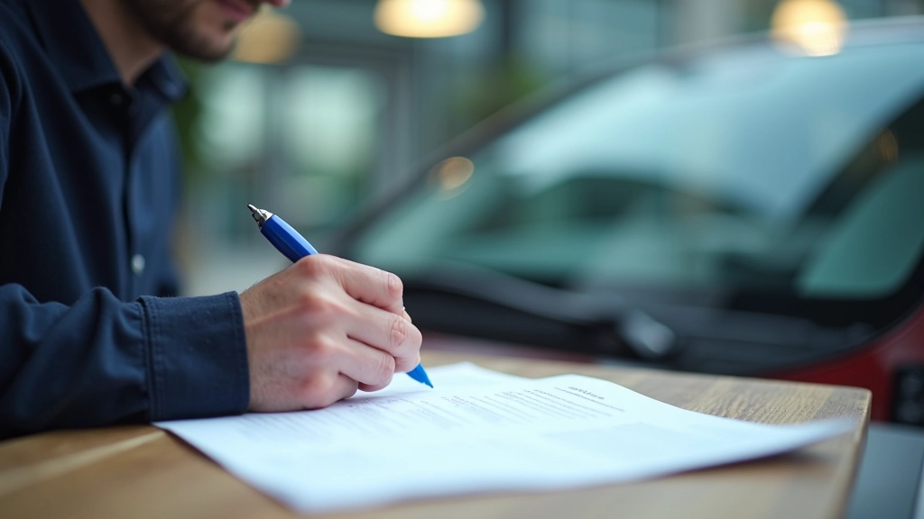 Customer reviewing service documentation and warranty paperwork after windscreen repair completion