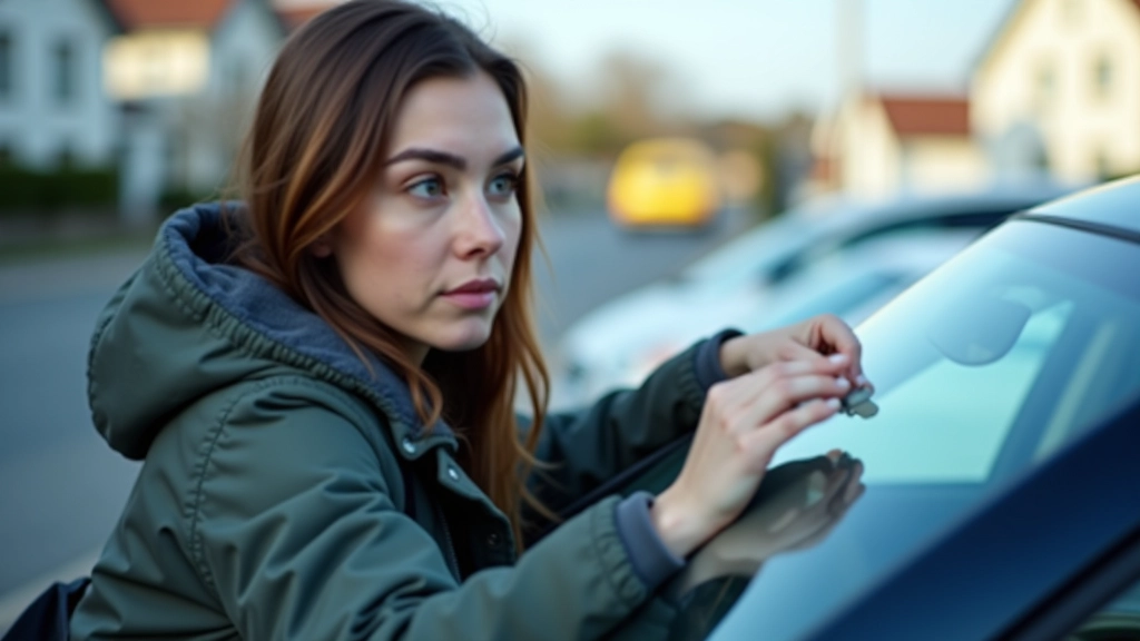 Person checking windscreen damage before repair appointment